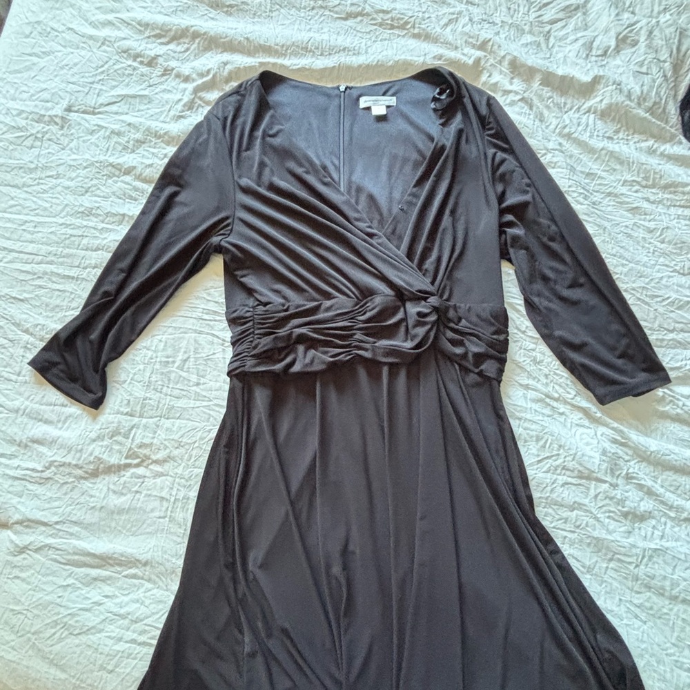 Christopher & Banks Gray Ruched Wrap Dress